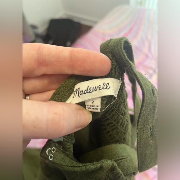Madewell linen jumpsuit romper olive green NWOT - Picture 4 of 9